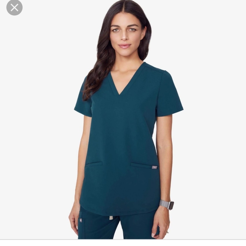 Figs Carribean Blue Three Pocket Scrub Top